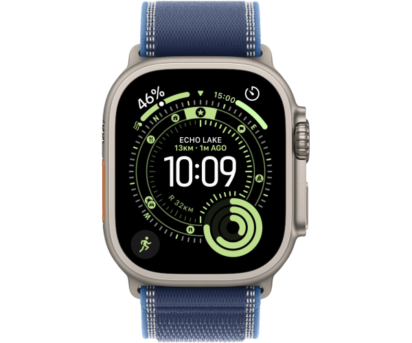 Apple Watch Ultra 3 GPS + Cellular 49mm Natural Titanium Case with Blue/Bright Blue Trail Loop - M/L (MEWU4)