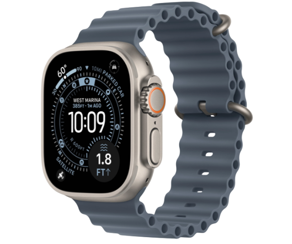 Apple Watch Ultra 3 GPS + Cellular 49mm Natural Titanium Case with Anchor Blue Ocean Band (MEWH4)