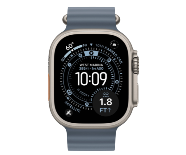 Apple Watch Ultra 3 GPS + Cellular 49mm Natural Titanium Case with Anchor Blue Ocean Band (MEWH4)