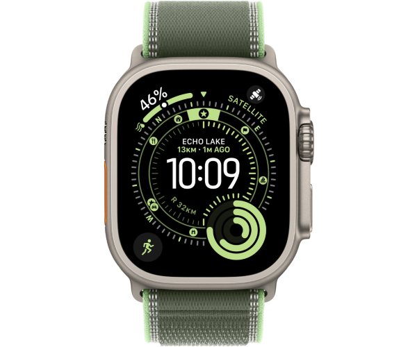 Apple Watch Ultra 3 GPS + Cellular 49mm Natural Titanium Case with Green/Neon Trail Loop - M/L (MFT54)