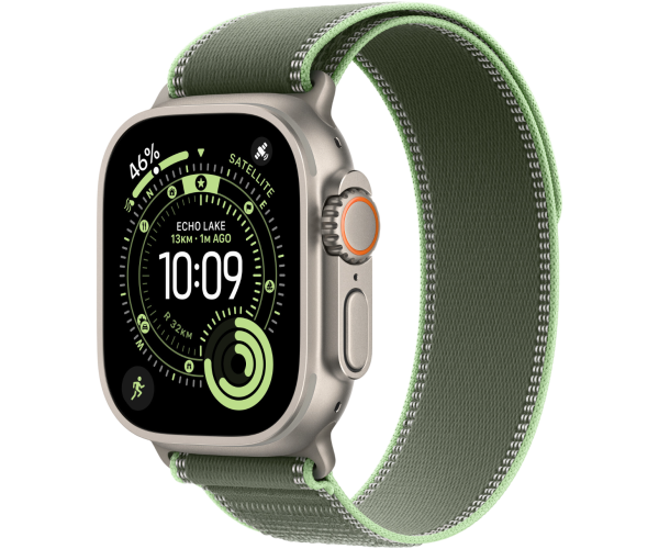 Apple Watch Ultra 3 GPS + Cellular 49mm Natural Titanium Case with Green/Neon Trail Loop - M/L (MFT54)