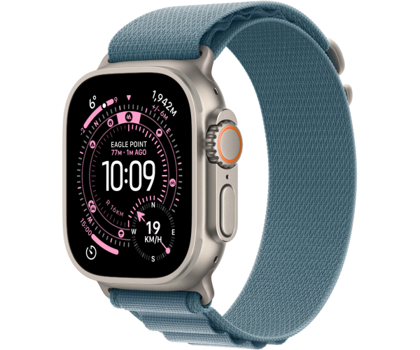 Apple Watch Ultra 3 GPS + Cellular 49mm Natural Titanium Case with Light Blue Alpine Loop - Medium (MEWM4)