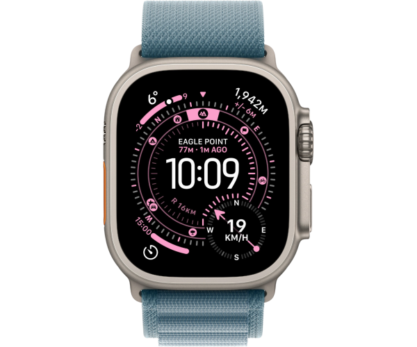 Apple Watch Ultra 3 GPS + Cellular 49mm Natural Titanium Case with Light Blue Alpine Loop - Medium (MEWM4)
