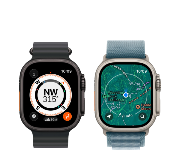 Apple Watch Ultra 3 GPS + Cellular 49mm Black Titanium Case with Blue/Bright Blue Trail Loop - M/L (MG9R4)