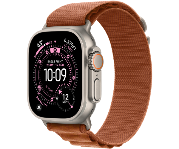 Apple Watch Ultra 3 GPS + Cellular 49mm Natural Titanium Case with Terra Cotta Alpine Loop - Large (MFTD4)