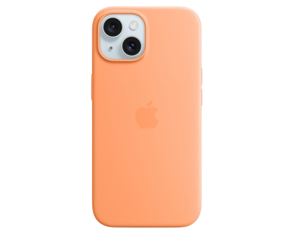 Apple Original Silicone Case Orange Sorbet with MagSafe for iPhone 15